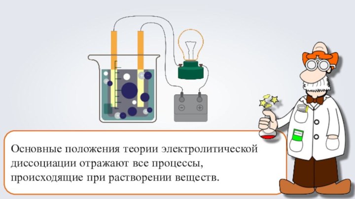 Основные положения теории электролитической диссоциации отражают все процессы, происходящие при растворении веществ.