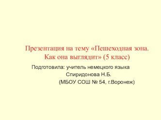 Презентация по немецкому языку на тему Пешеходная зона. Как она выглядит? (5 класс)