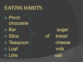 Презентация к уроку: Привычки в еде.