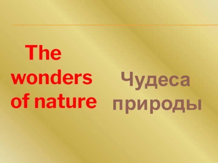 The wonders of nature    Чудеса природы