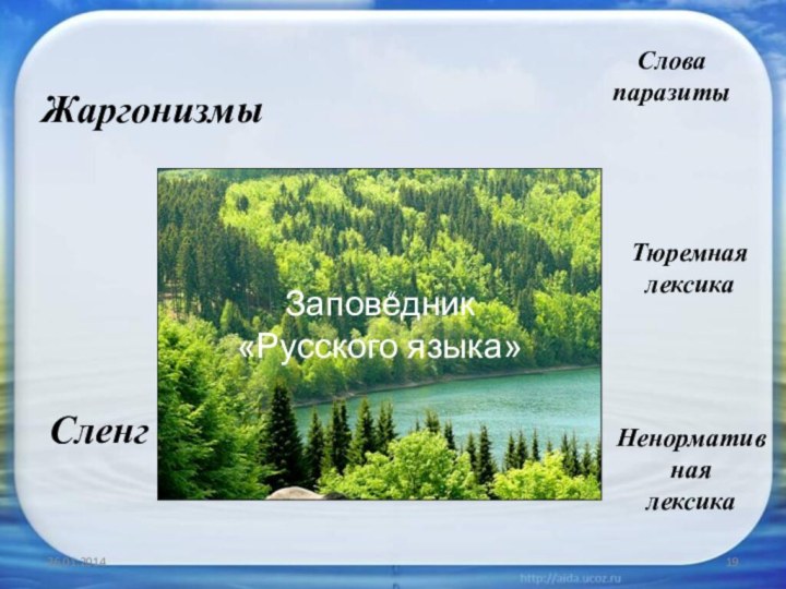 Заповедник «Русского языка» «Слова паразитыТюремная лексикаНенормативнаялексикаЖаргонизмыСленг