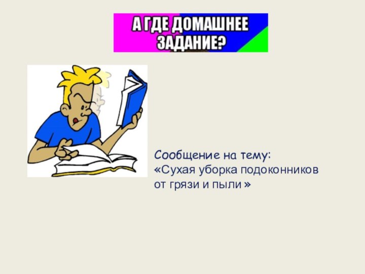 Сообщение на тему: «Сухая уборка подоконников от грязи и пыли »