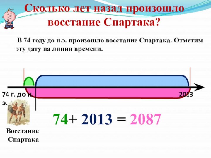 Сколько лет назад произошло восстание Спартака?  В 74 году до н.э.