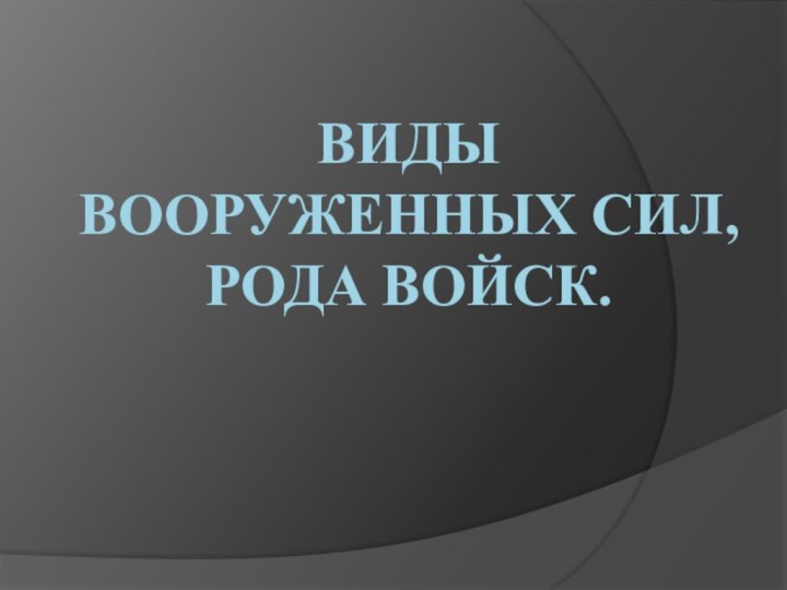 ВИДЫ ВООРУЖЕННЫХ СИЛ, РОДА ВОЙСК.