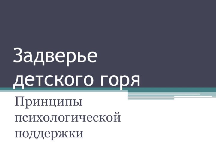 Задверье  детского горяПринципы психологической поддержки