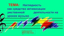 Презентация для методической работы учителя музыки Наглядность, как средство активизации умственной деятельности на уроке музыки