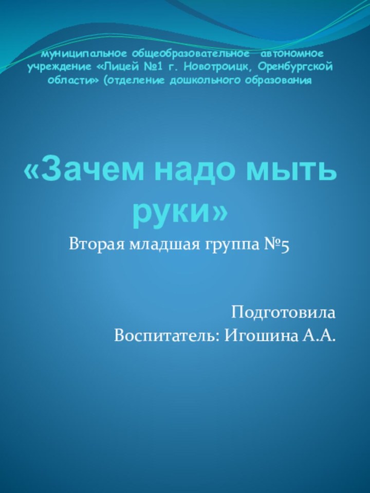 муниципальное общеобразовательное  автономное учреждение «Лицей №1 г. Новотроицк, Оренбургской