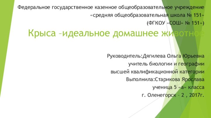 Федеральное государственное казенное общеобразовательное учреждение «средняя общеобразовательная школа №