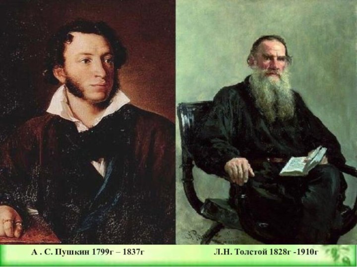 А . С. Пушкин 1799г – 1837гЛ.Н. Толстой 1828г -1910г