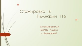 Стажировка в Гимназии №116