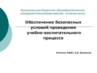 Обеспечение безопасности учебно-воспитательного процесса