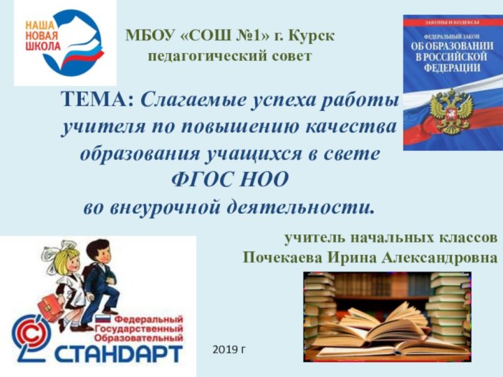 МБОУ «СОШ №1» г. Курскпедагогический советТЕМА: Слагаемые успеха работы учителя по повышению