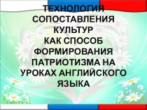 ТЕХНОЛОГИЯ СОПОСТАВЛЕНИЯ КУЛЬТУР КАК СПОСОБ ФОРМИРОВАНИЯ ПАТРИОТИЗМА НА УРОКАХ АНГЛИЙСКОГО ЯЗЫКА