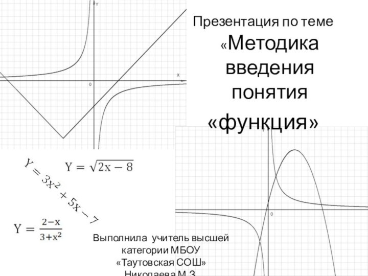 Презентация по теме «Методика введения понятия«функция»Выполнила учитель высшей категории МБОУ «Таутовская СОШ» Николаева М.З.