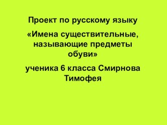 Презентация к уроку русского языка по теме Имена существительные, называющие предметы обуви 6 класс