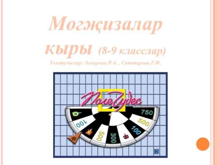 Могҗизалар кыры (8-9 класслар)Укытучылар: Аскарова Р.А. , Саттарова Г.Ф.