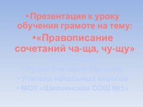 Презентация к уроку обучения грамоте на тему: Правописание сочетаний ча-ща, чу-щу