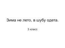 Презентация к уроку изобразительного искусства Зима не лето, в шубу одета. Система уроков по учебнику Т.Я.Шпикаловой, Л.Я.Ершовой