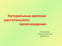 Презентация Лен и хлопок -волокна растительного происхождения