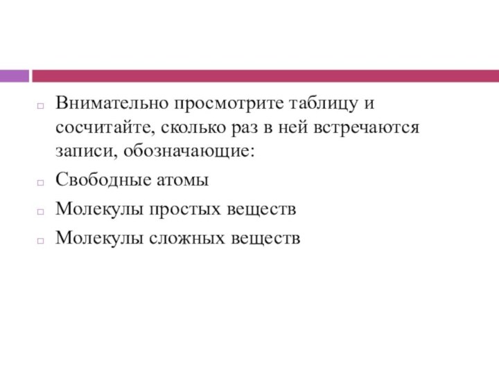 Внимательно просмотрите таблицу и сосчитайте, сколько раз в ней встречаются записи, обозначающие:Свободные