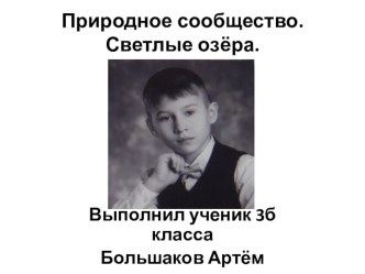 Природное сообщество. Светлые озёра. Большаков Артём 3б класс