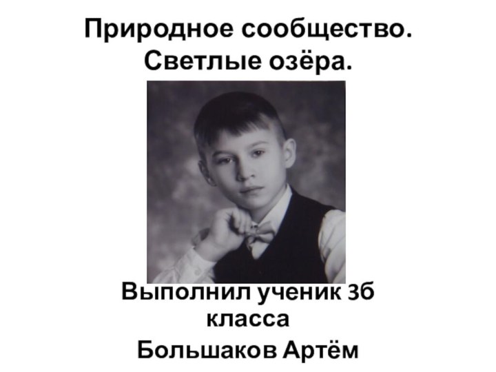 Природное сообщество. Светлые озёра. Выполнил ученик 3б класса Большаков Артём