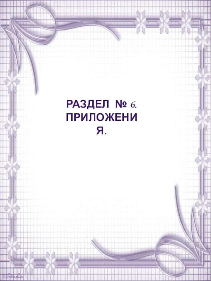 РАЗДЕЛ № 6. ПРИЛОЖЕНИЯ.