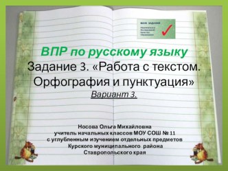 ВПР по русскому языку. Задание 3. Работа с текстом. Орфография и пунктуация (вариант 3)