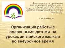 Презентация по английскому языку на тему Организация работы с одаренными детьми на уроках английского языка и во внеурочное время