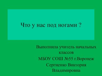 Презентация по окружающему миру на тему Что у нас под ногами?