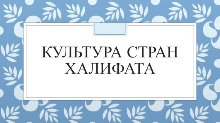 Культура стран халифата