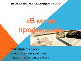 Проект по окружающему миру В мире профессий, 2 класс