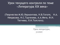 Презентация по литературе на тему Урок текущего контроля Литература XIX века в 5 классе.