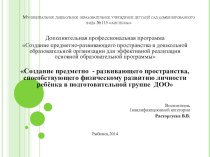 Презентация Создание предметно - развивающего пространства, способствующего физическому развитию личности ребёнка в подготовительной группе ДОО