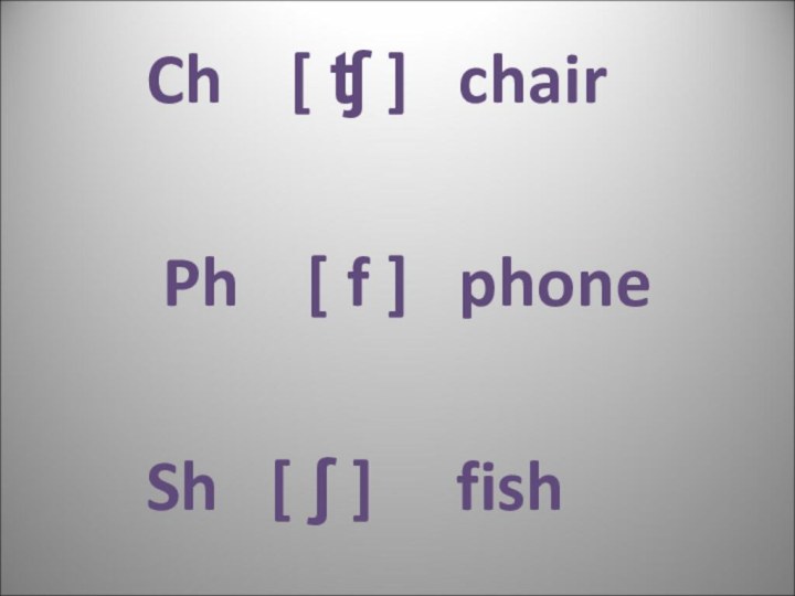 Ch  [ ʧ ]  chair