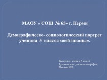 Презентация к НПК Демографическо- социологический портрет ученика 5 класса моей школы.