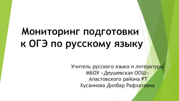 Мониторинг подготовки к ОГЭ по русскому языкуУчитель русского языка и литературыМБОУ «Деушевская