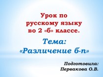 Презентация к уроку русского языка Различение б-п (2 класс)