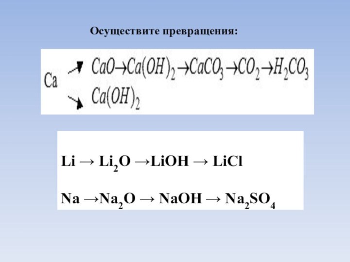 Li → Li2O →LiOH → LiCl