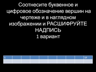 Проверочная работа по черчению на тему Проекции вершин, ребер и граней предметов (8 класс)