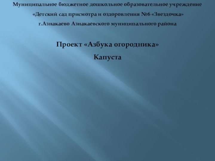 Муниципальное бюджетное дошкольное образовательное учреждение «Детский сад присмотра и оздоровления №6 «Звездочка»