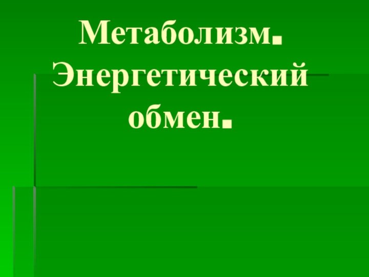 Метаболизм. Энергетический обмен.