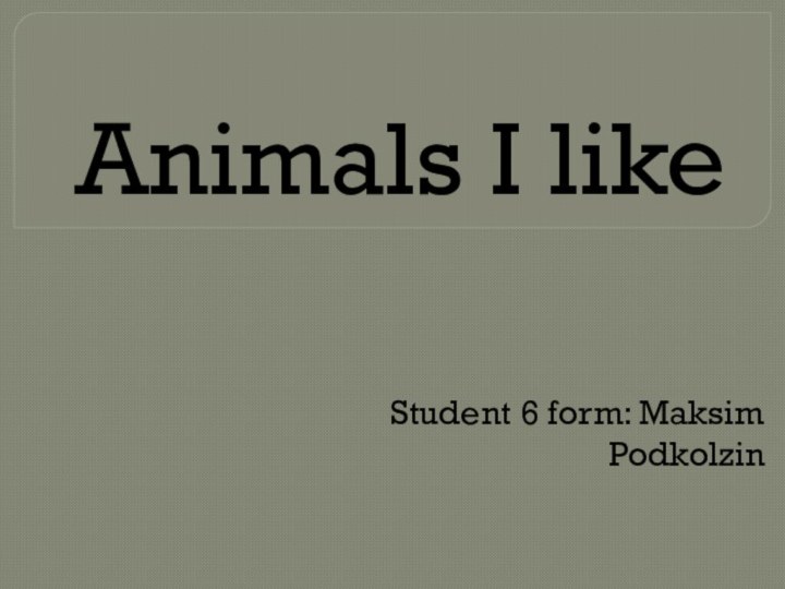 Animals I likeStudent 6 form: Maksim Podkolzin