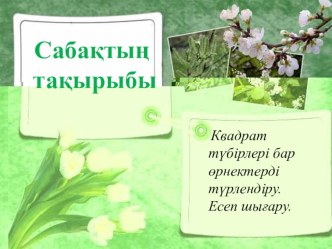 Математика пәнінен ашық сабақ Квадрат түбірлері бар өрнектерді түрлендіру (8-сынып)