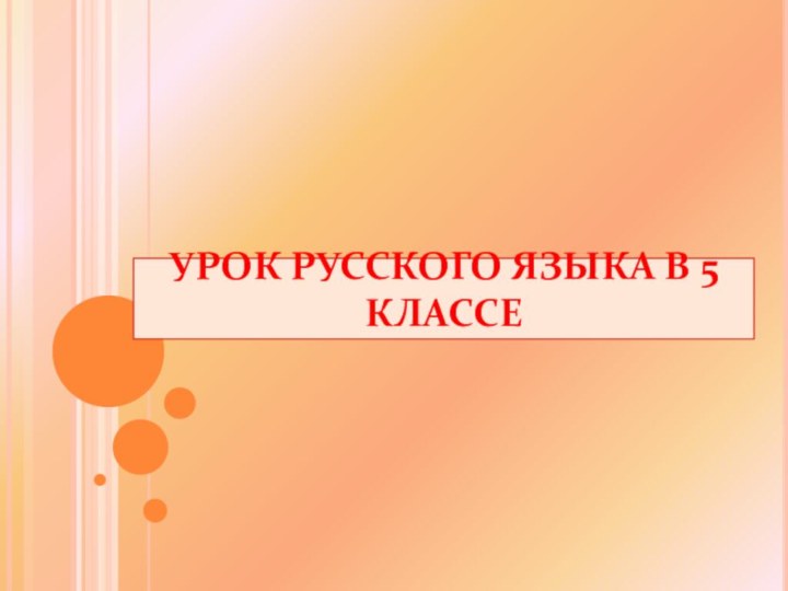 УРОК РУССКОГО ЯЗЫКА В 5 КЛАССЕ