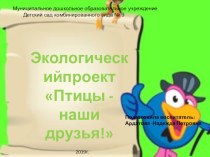 Экологический проект Птицы - наши друзья!