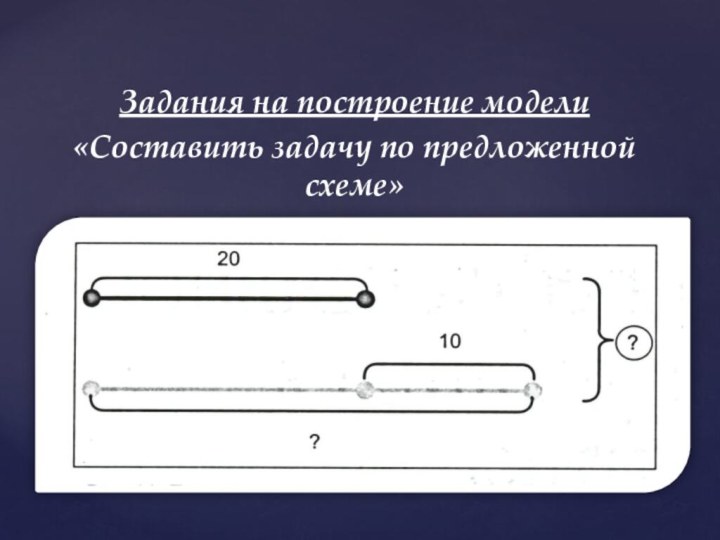 Задания на построение модели «Составить задачу по предложенной схеме»