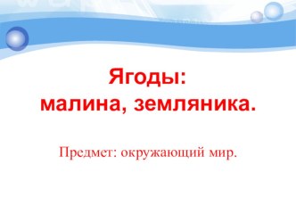 Презентация по окружающему миру на тему Ягоды