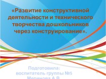 Развитие конструктивной деятельности и технического творчества дошкольников через конструирование