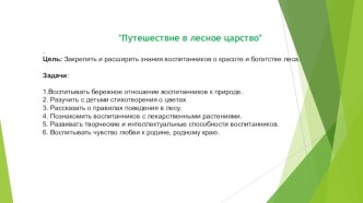 Путешествие в лесное царство - занятие по экологии родного края